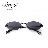 Histoire mode sans cadre ovale lunettes de soleil femmes hommes marque concepteur rétro à la mode Rivets sans monture lunettes de soleil Champagne nuances S8126A 2