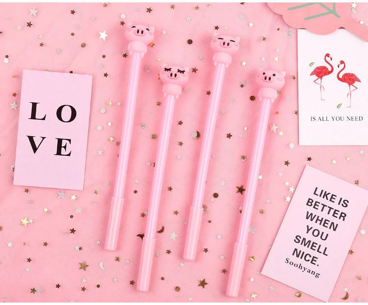 1–4 Stück niedlicher rosa Kawaii-Schwein-Gelstift, modisch, Schule, Bürobedarf, Studenten, Geschenk, Auszeichnungen, Zubehör, Schreibwaren – Detail 8
