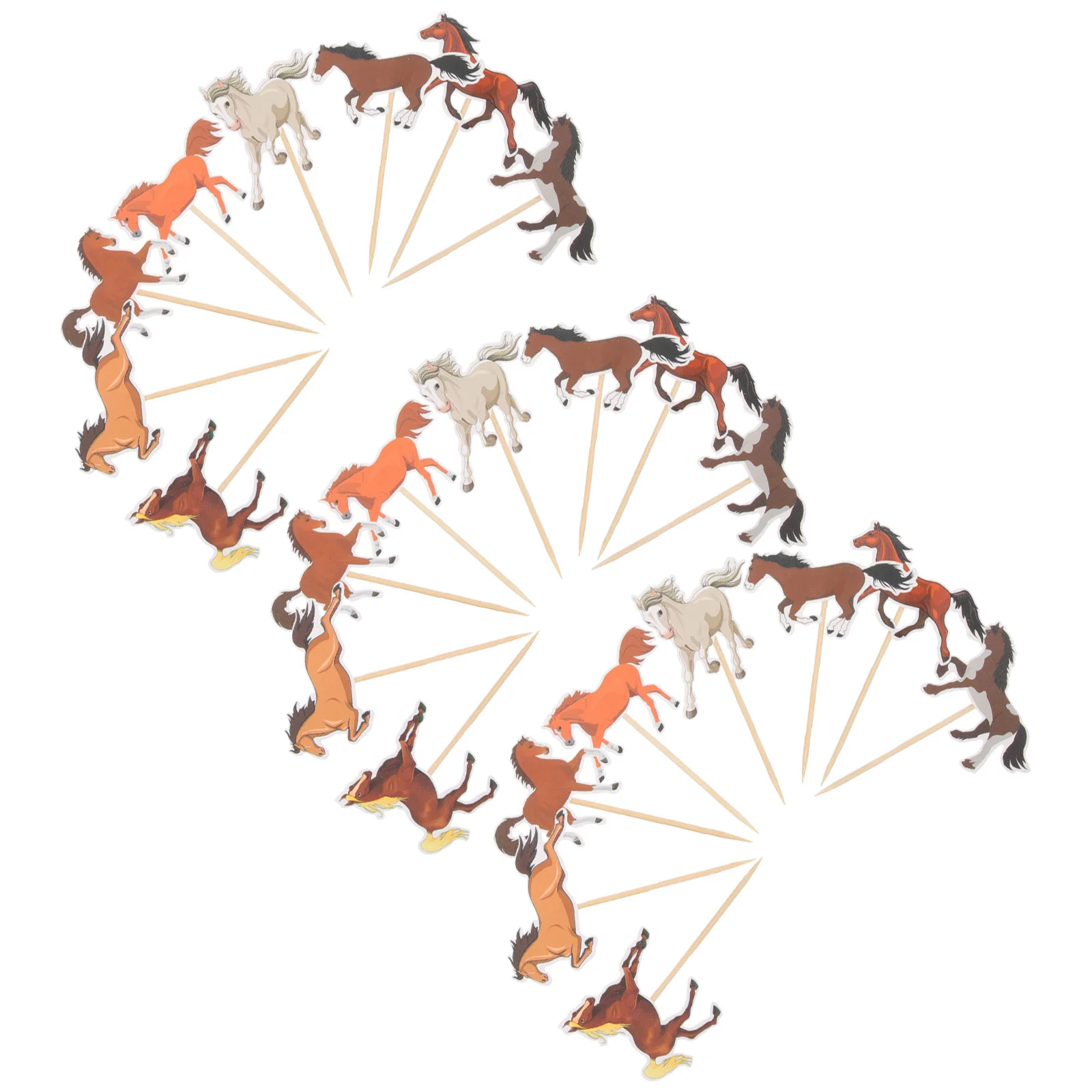 

32 Pcs Eight Horses Cake Animals Birthday Party Decorations Farm Supplies Paper Cupcake Topper