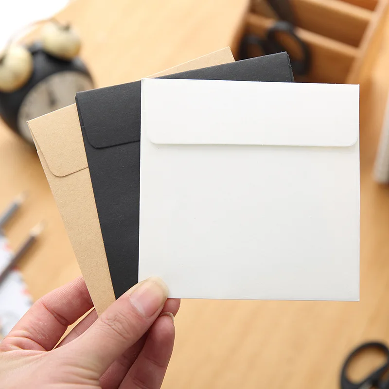 Colorful Blank Mini Paper Envelopes 10Pcs 10x10cm Wedding Party Invitation Greeting Cards Gift Cover New Year Greeting Envelope