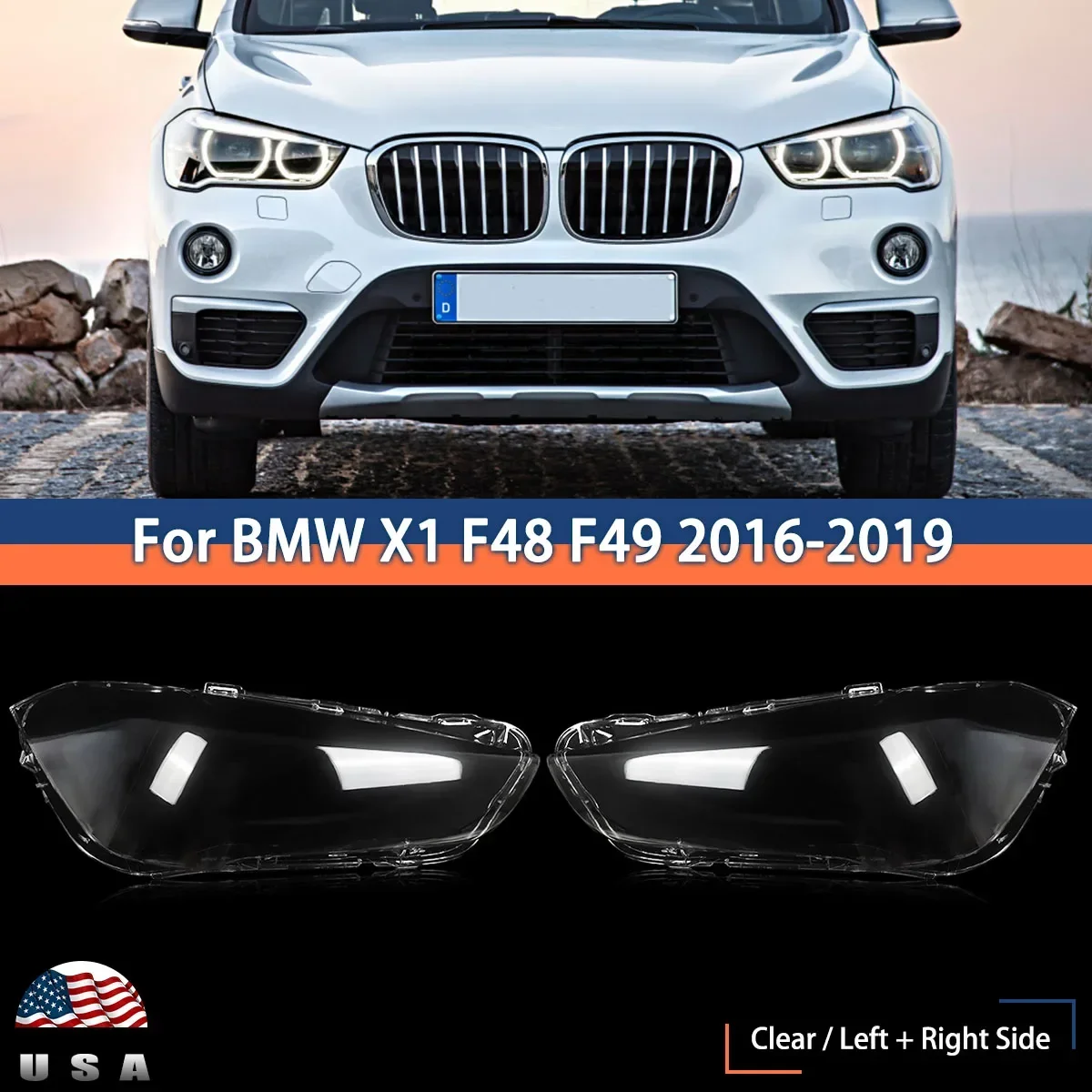 

Пара крышек объектива фары для BMW X1 F48 F49 2016-2019 левая и правая стороны