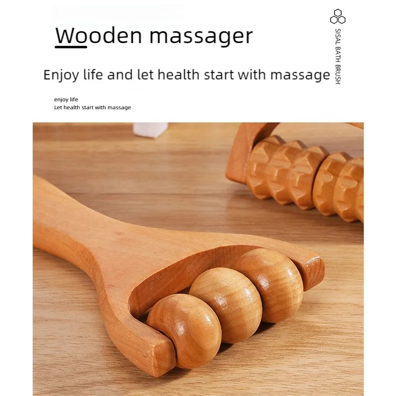 Face Massage Wood Massager Foot Massage Hand Push Roller Slingshot Shoulder Neck Waist Head Body Massage Tool