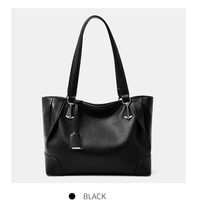 Klassische Pebble-Leder Schultertasche für Damen mit Metall-Dekor-Etikett, Tragbare Weiche Leder-Handtasche für Arbeit und Alltag – Detail 6