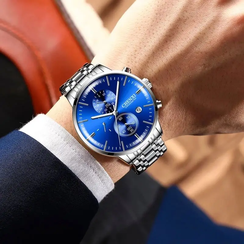 Most Sold Steel Band Multifunction Sport Watch Men's High Quality Japanese Movement Waterproof Wristwatch