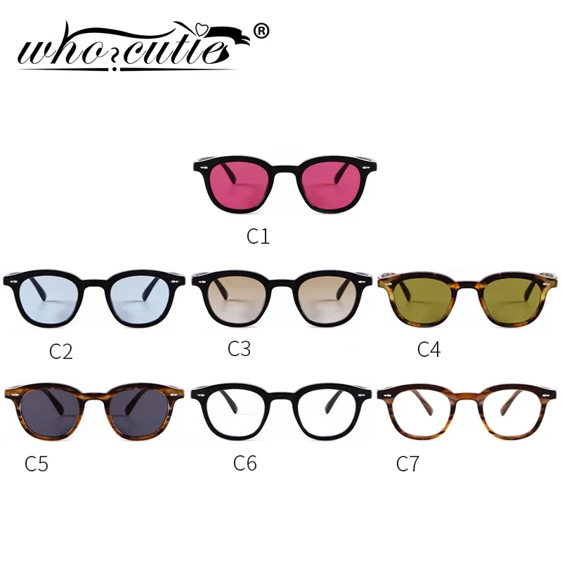 WHO CUTIE Fashion Vintage Square Sunglasses Women Brand Design Rivet Frame Red Lens Retro Acetate Sun Glasses Shades Men S380 6