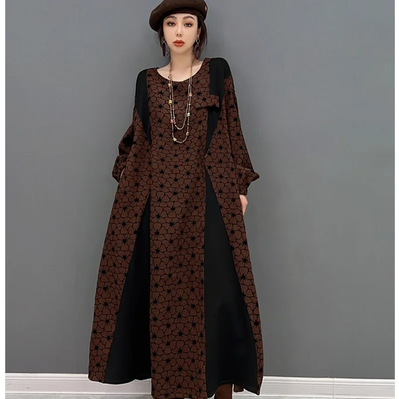 

Women Long Sleeve Round Neck Dress Loose Dress