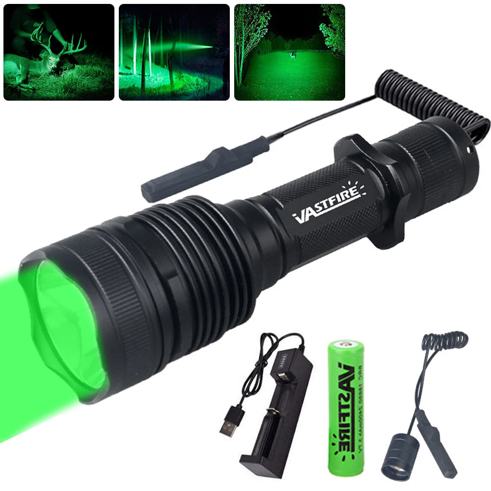 

Мощный профессиональный зеленый, красный фонарик M7 для охоты, 15 Вт, 1 режим, ручной фонарь для хищников