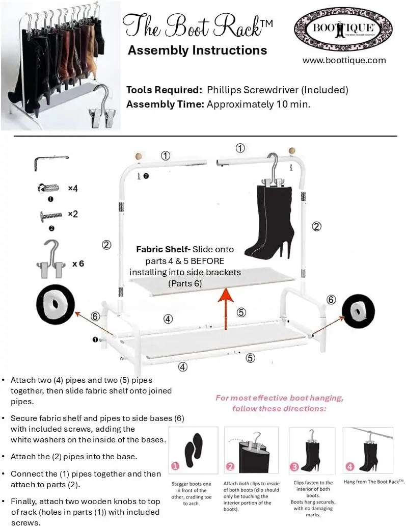 Boot Organizer: The Boot Rack - Fits in Most Closets- Hangs, Holds, Shapes, & Protects every size and style