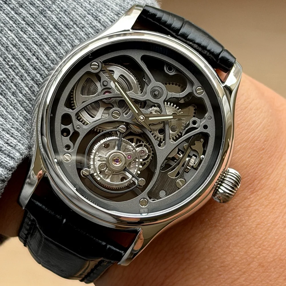 Merkur Tourbillon Watch Purple Business Mechanical Hand Winding Sapphire 42mm Me