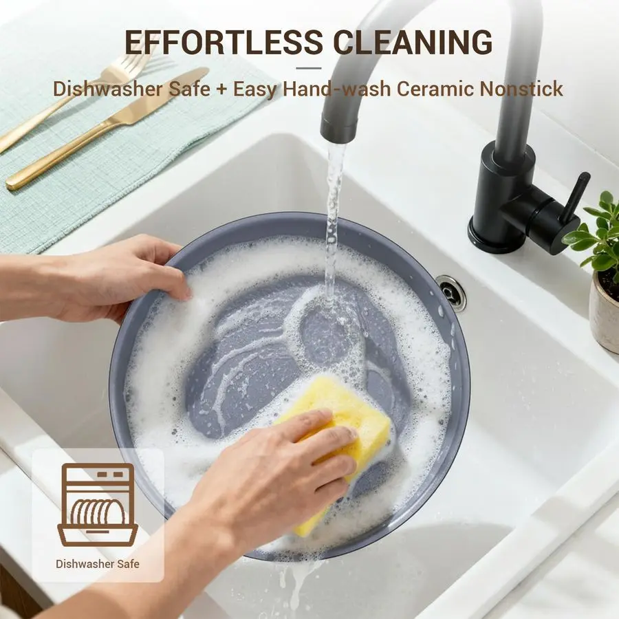 18Piece Ceramic Pots and Pans Set Non Stick, Non Toxic Cookware Set with Removable Handles, Pot Sets for Cooking, Induction Read