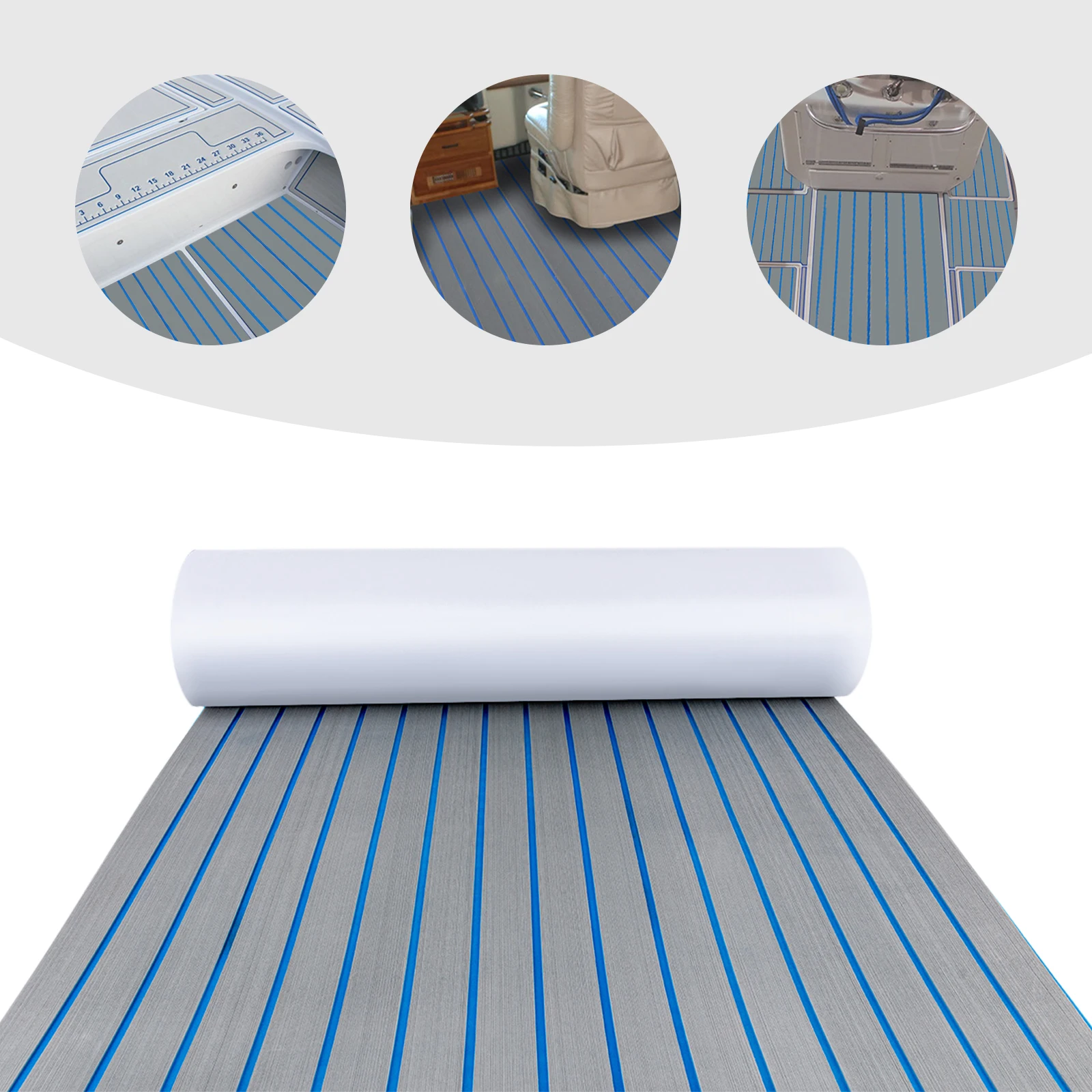 EVA Foam Faux Teak Boat Decking Mat, Deck Sheet, Yacht Flooring, Anti Skid Mat, Self Adhesive Vehicle Pad, 600x2400x6mm