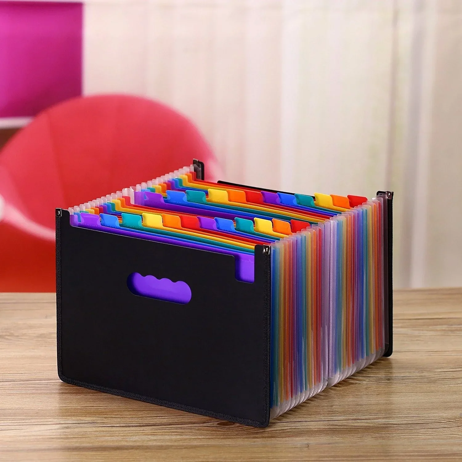 

Portable Rack Test 24/12 Office Color Organ Mini File Paper Folder Layer Storage Bag Student Hemming Retractable Organizer