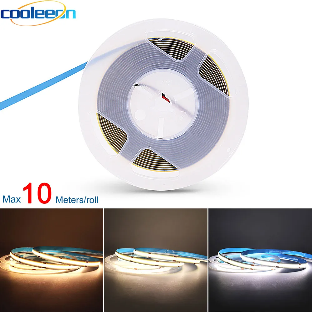 Flexible Cob LED-Streifen Licht 12V 24V 10m warm natürlich kaltweiß 3000k 4000k 6000k ra 90 fob LED-Band für Raum dekor Lichter