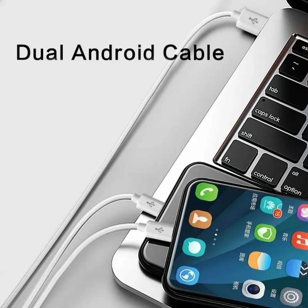 Dual Micro USB Charging Cable - 2-Port Y Splitter with 1m Length