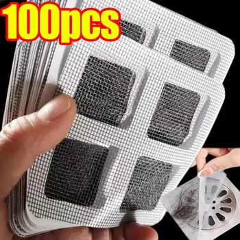 Raccoglitore di scarico per capelli usa e getta Mesh Filtro antiblocco Scarichi a pavimento Adesivo Copertura per doccia Cucina Lavandino del bagno Tappo per filtro 1