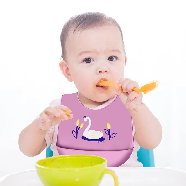 Baberos de bebé ajustables de Plástico Impermeable Alimentación para Bebé