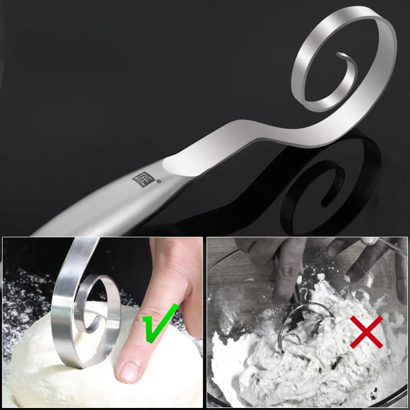 Dough Mixer Multifunction Stainless Steel Manual Dough Mixer Household Baking Tools Non-Stick Integrated Quick Flour Mixer Non-Slip Hand