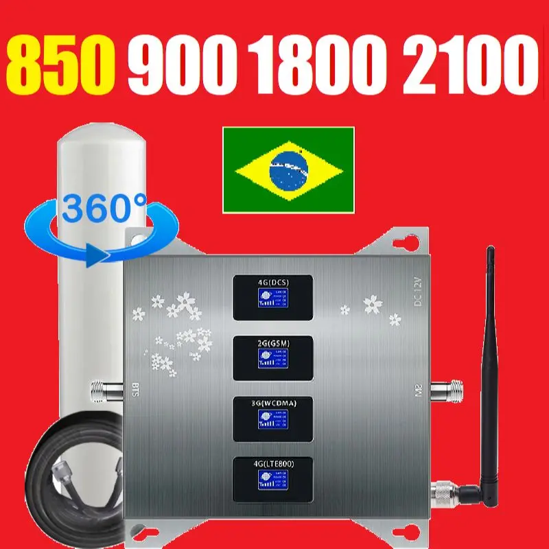 Купить Israel Brazil Low Price 4 Band 4G Signal Repeater Quad Cellular Amplifier 4g cell Booster B5 b8 b3 b1 850 900 1800 2100  | Отзывы и видеообзор (1005004119918112)