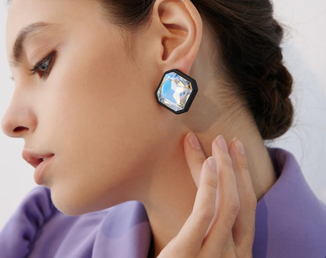 925 silver needle exaggerated acrylic artificial Rhinestone simple Earrings for women Fashion Jewelry