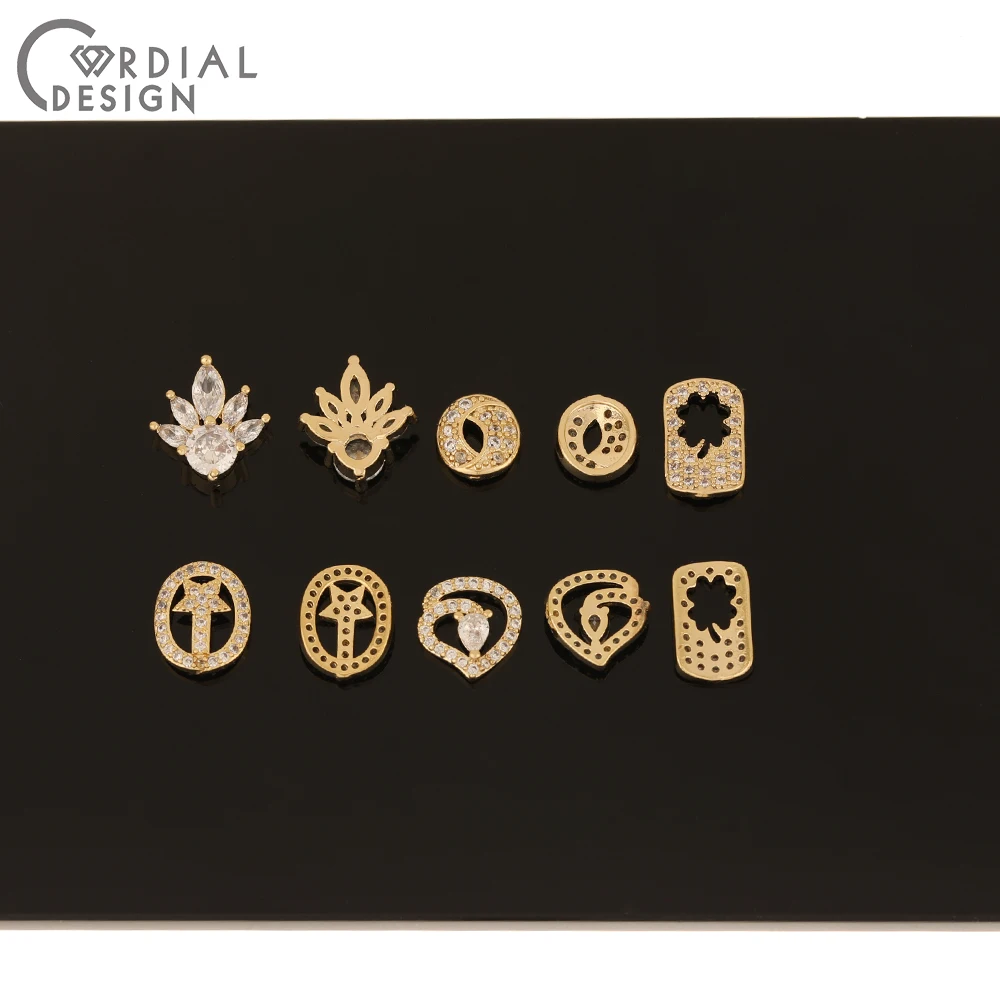 Cordial Design 50Pcs Genuine Gold Plating/Cubic Zircon/Multi Shapes/DIY Fingernail Accessories/Jewelry Findings & Components - cordial