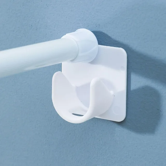 2Pcs Gyűrűs Horgos Lyuk Nélküli Erős Ragasztó Törülköző Rúd Fürdőfüggöny Rögzítő Tartókészlet Teleszkópos Függönyrúd Tartó