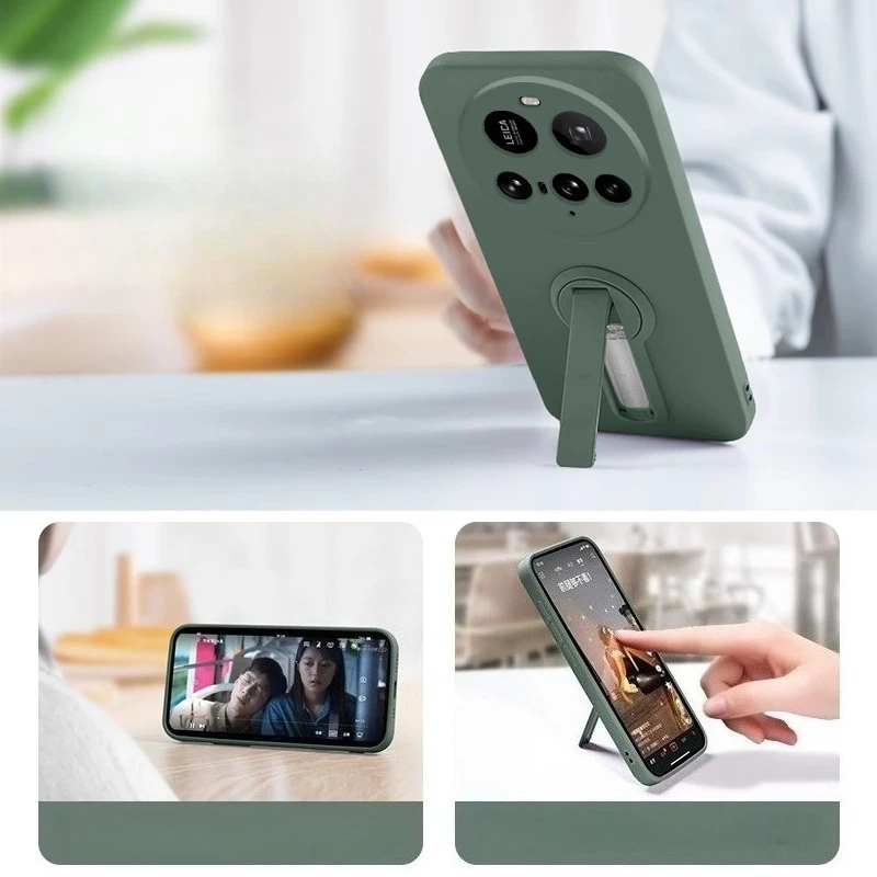 Soft Shockproof Liquid Silicone Lanyard Phone Case with Stand Function