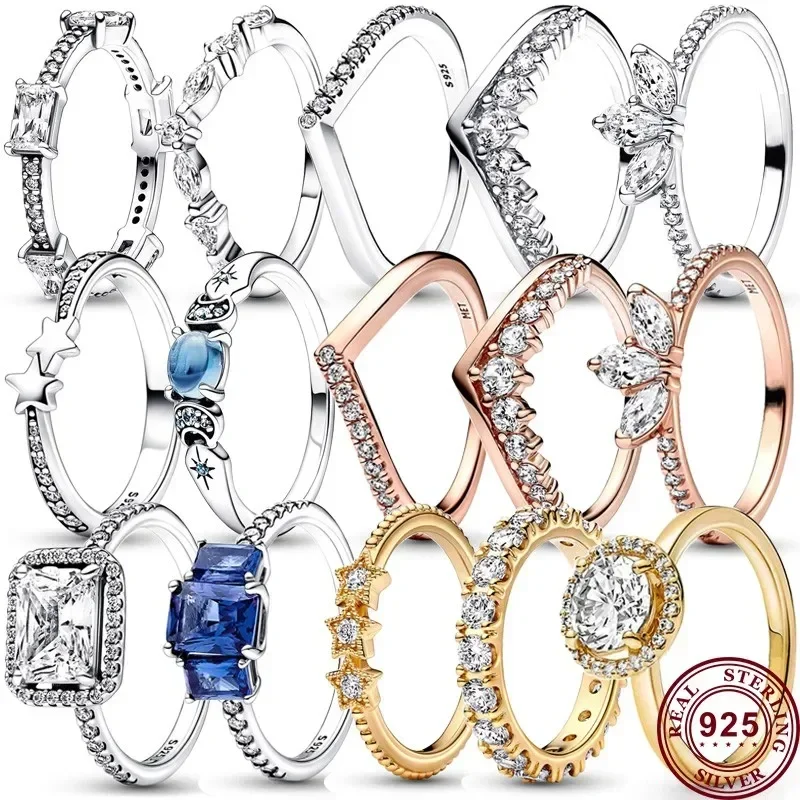 

2024 Hot Selling Women's Classic 925 Sterling Silver Bracelet Original Charm Ring Earrings DIY Gift Luxury Jewelry Necklace