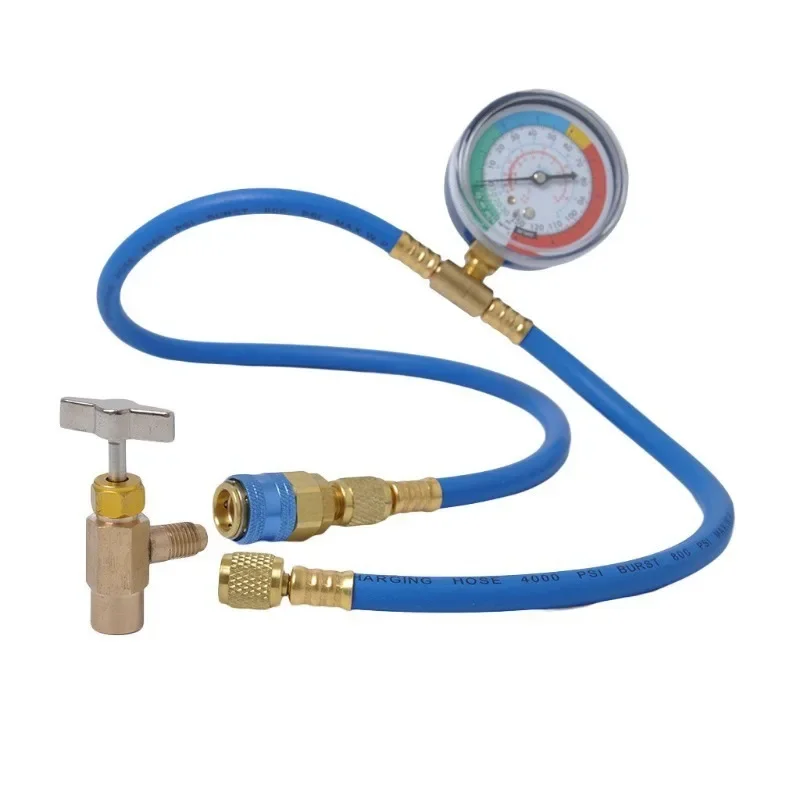 Car AC Air Conditioning R134A Refrigerant Recharge Measuring Hose with Pressure Gauge Pressure Gauge Measuring Kit Reparing ac refrigerant recharge tool