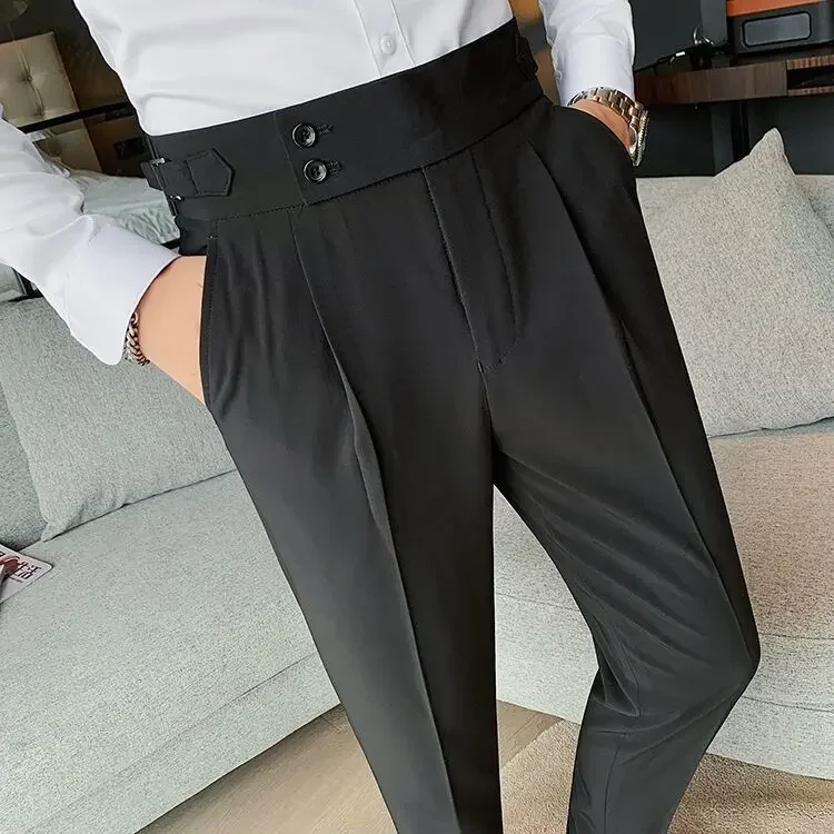 thumbnail image 1 of Pantalones holgados de negocios de sastrería social para hombres Pantalones de traje ajustados para hombre Ropa de primavera Ropa de lujo coreana Reseñas Muchas, 1 of 5