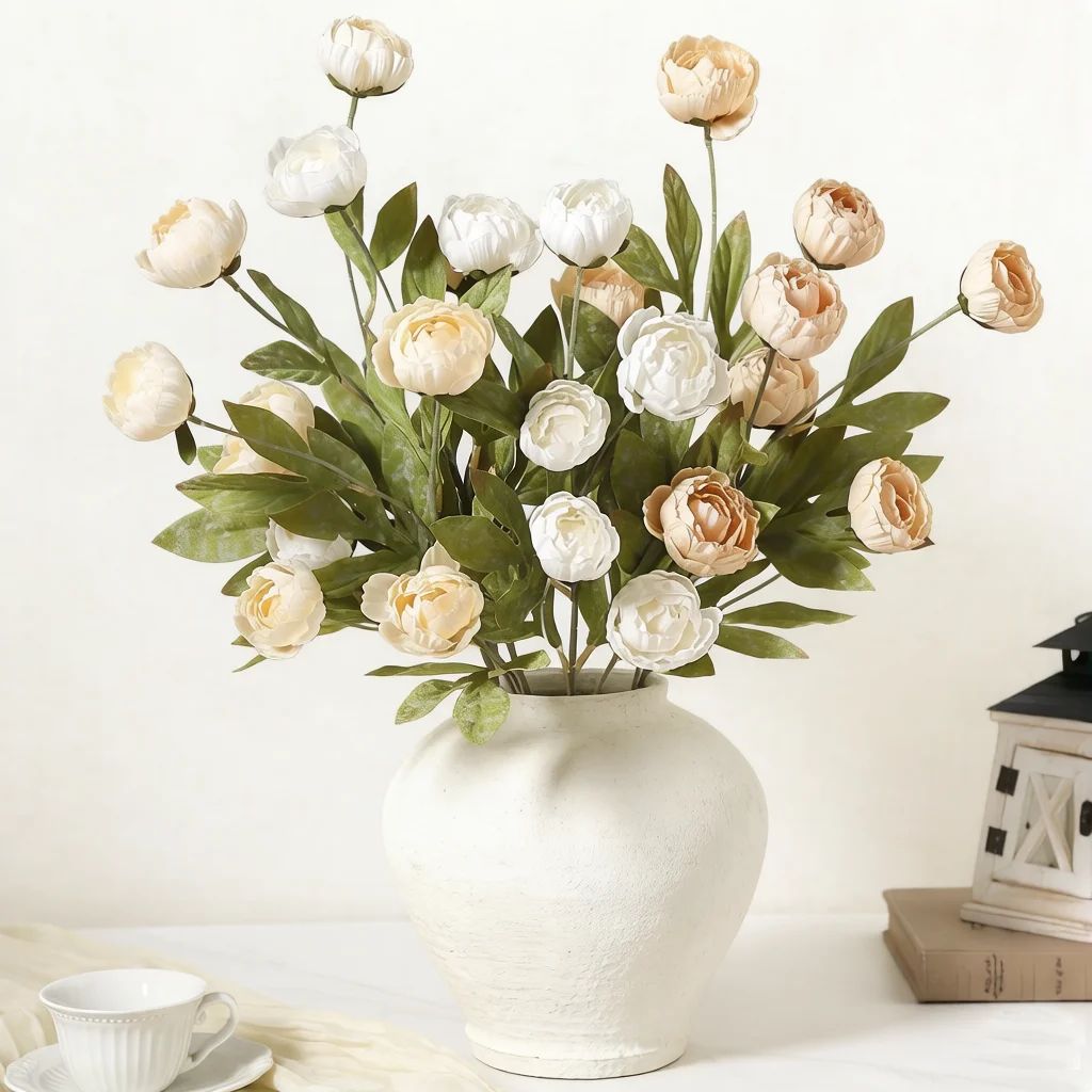 1 Stück Künstliche Pfingstrosen-Blumensträuße aus Seide für Heim-Dekoration, Party, Hochzeit, Braut-Dekoration, DIY-Vasen-Zubehör
