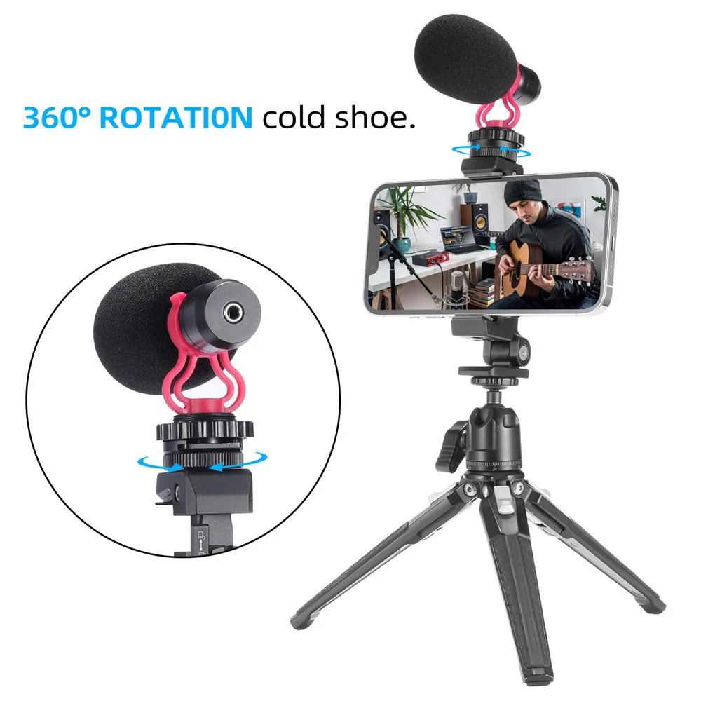 콜드 슈 Arca 360이 포함된 알루미늄 휴대폰 홀더 클램프 업그레이드 ° iPhone 안드로이드 Phone Vlog 사진용 회전식 삼각대 마운트 클립