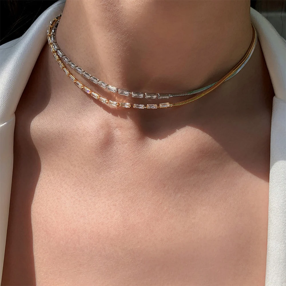 

AB style patchwork and versatile minimalist personalized necklace for women's girl Choker Jewelry wholesale