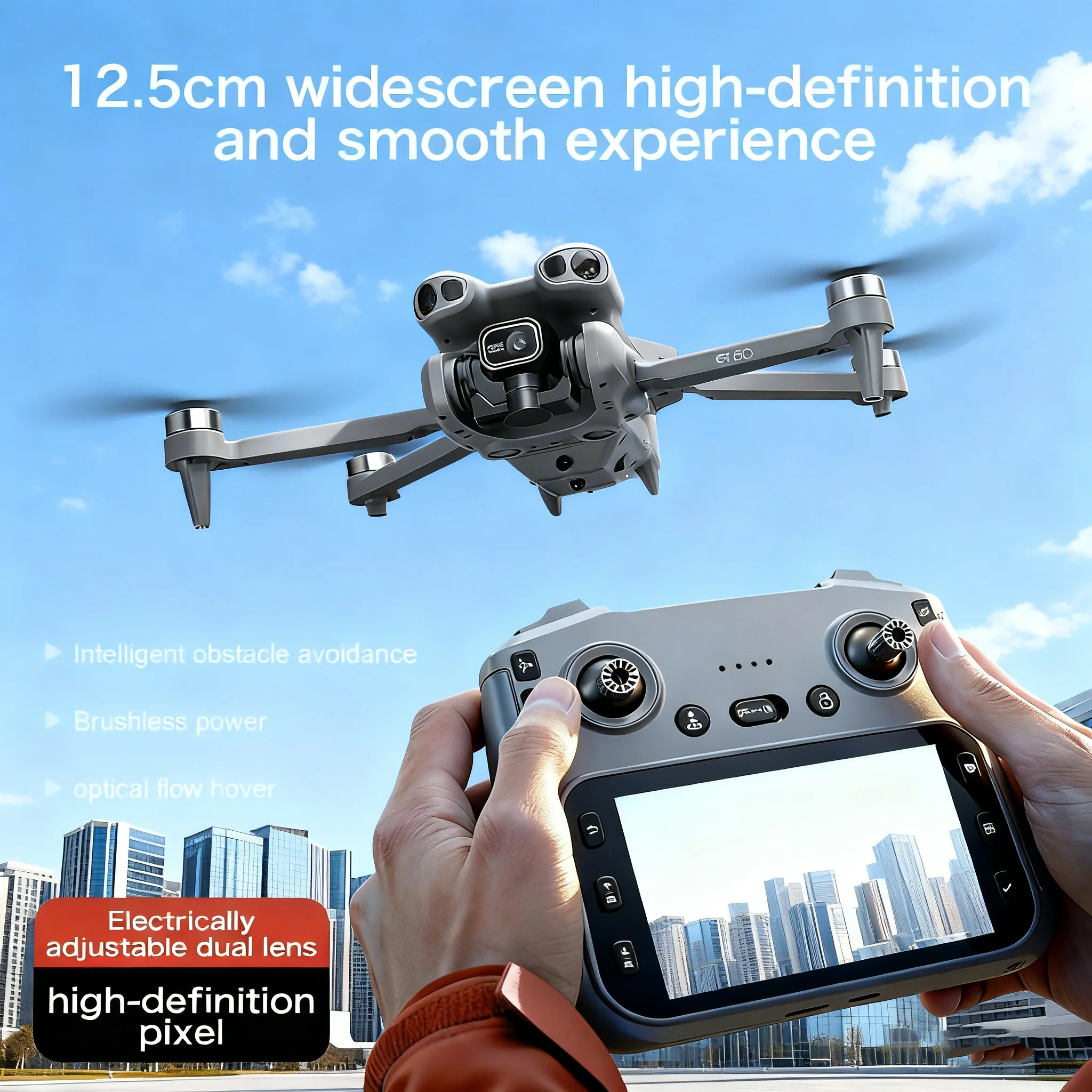 Drone GT50 Noir 4K HD Caméra GPS Retour d'Image WiFi