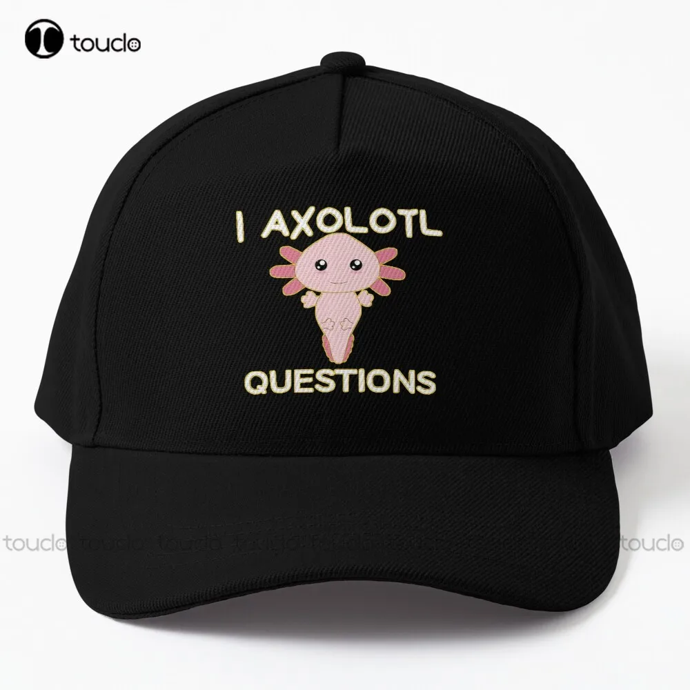 

I Axolotl Questions Baseball Cap Chef Hats For Men Cartoon Gd Hip Hop Custom Gift Outdoor Cotton Caps Unisex Adult Teen Youth