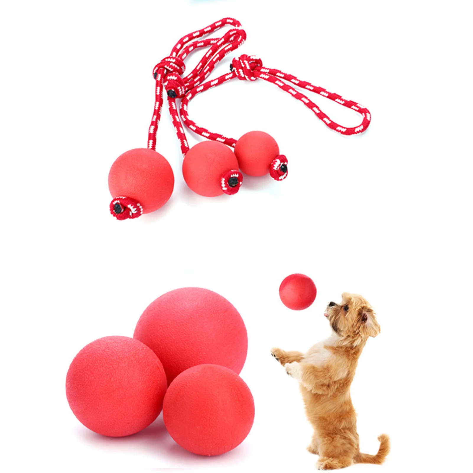 

Dog Ball Rope Toy Interactive Bite Resistant Safe Dog Rubber Ball With Rope For Outdoor Training 5cm / 2in