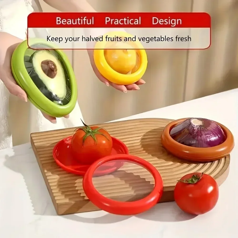 1/4Pcs Onion Storage Avocado Saver Holder Reusable Storage Containers Avocado keeper Tomato Saver and Lemon holder for Fridge