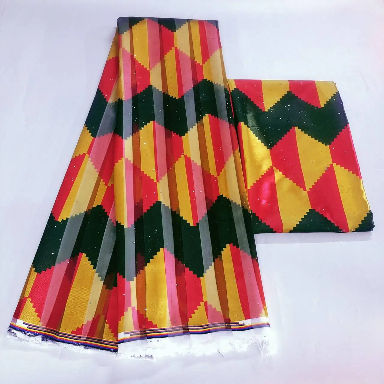 

Новинка 2024, Золотая африканская ткань, золотая пыль, Φ, стиль Гана, атласная шелковая ткань с органзой, африканский восковой дизайн, 3 + 3 ярда!