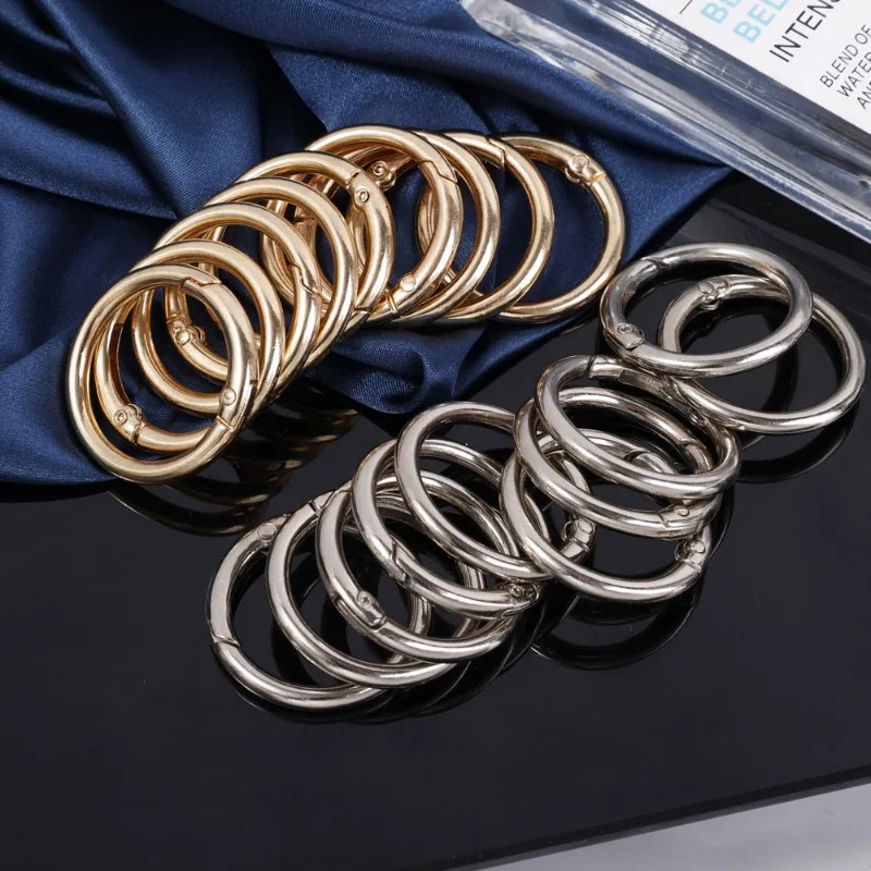 10Pcs Metal O-shaped Ring Spring Clasps Openable Round Carabiner Keychain Bag Clips Hook Dog Chain Buckles Connector DIY Jewelry