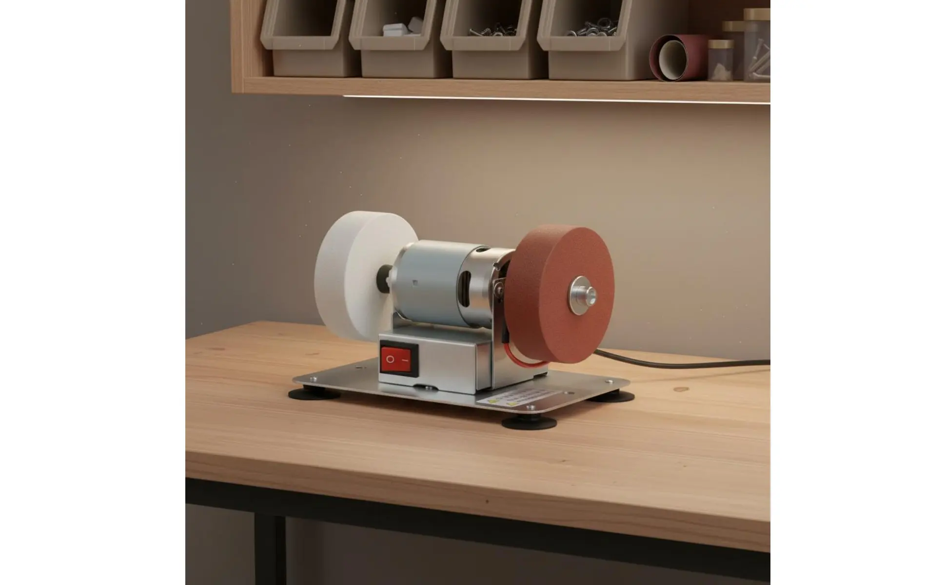 Mini Electric Bench Grinder Stable Performance Mini Bench Grinder Small Polishing Machine Low Noise for Garage, Craft Room