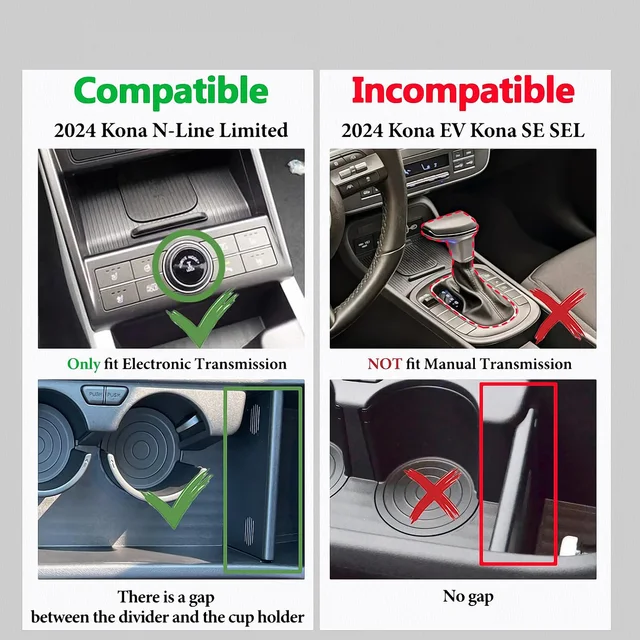 For Kona Hybrid Phev SX2 2024 2025 Center Console Organizer Tray Armrest Storage Box Layered Storage Box Tidying Car Accessories 4