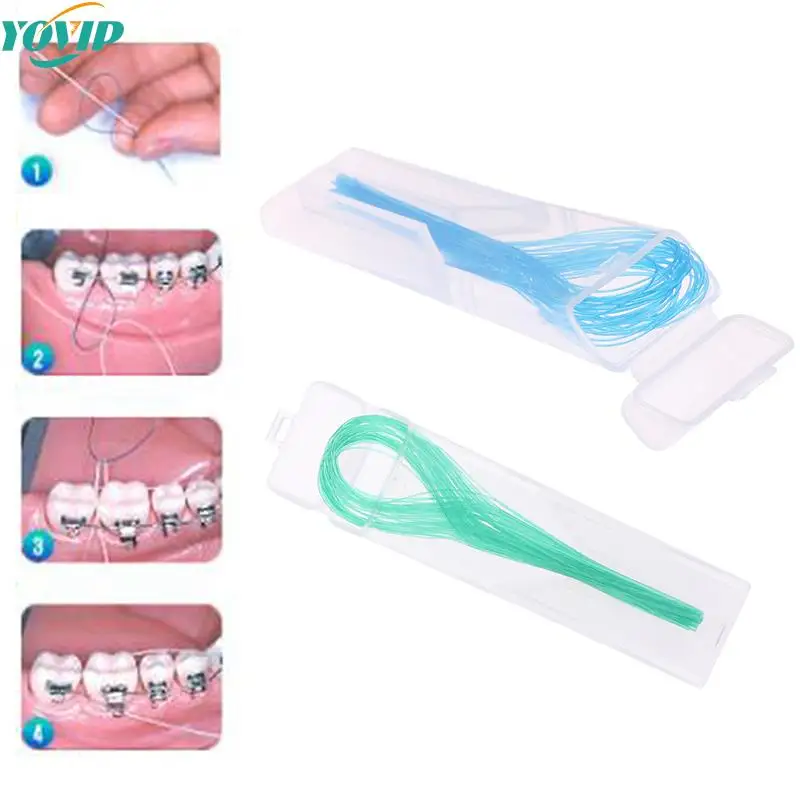 

70Pcs/Box Dental Floss Threader Dental Traction Line 0.5mm Crown Brace Bridge Implant Hoop Threading Braces Traction Tool