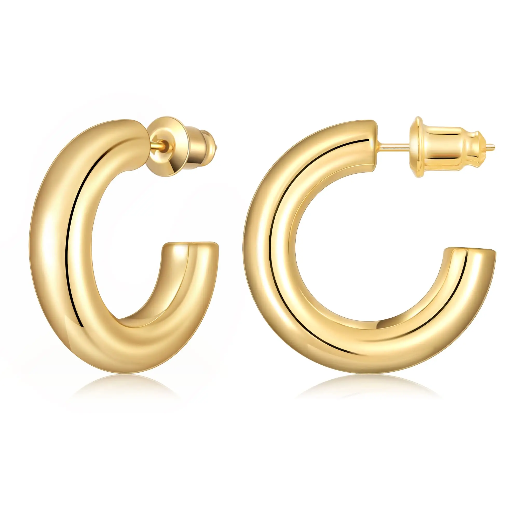 Shevalu Hoop Earrings for Women Cute 14K Real Gold Plated Copper Hoop With 925 Sterling Silver Post New Modern Jewelry For Women 2