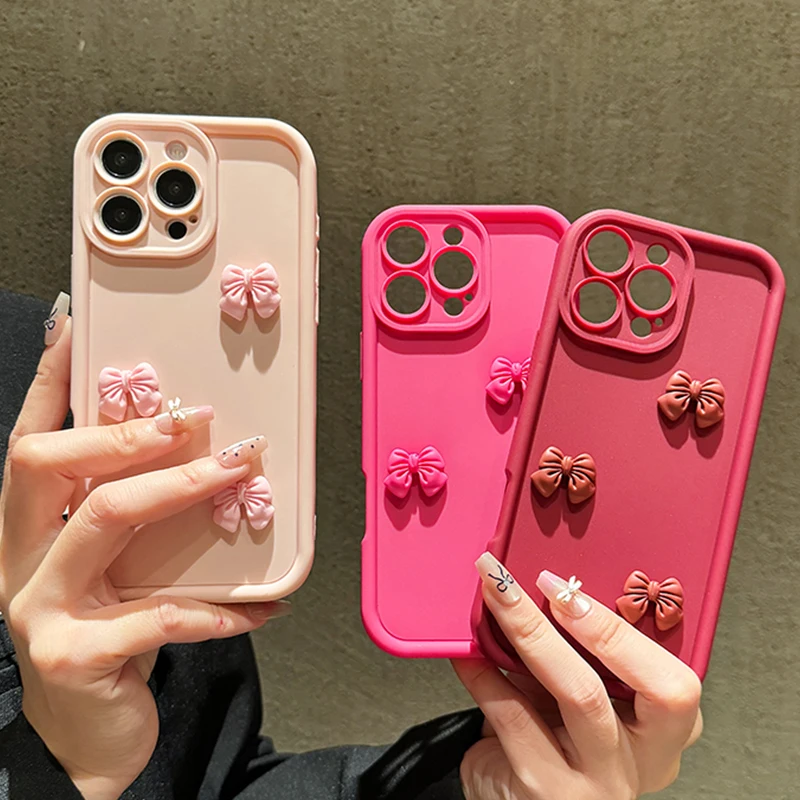 Chic Women's 3D Bow Shockproof Silicone Phone Case