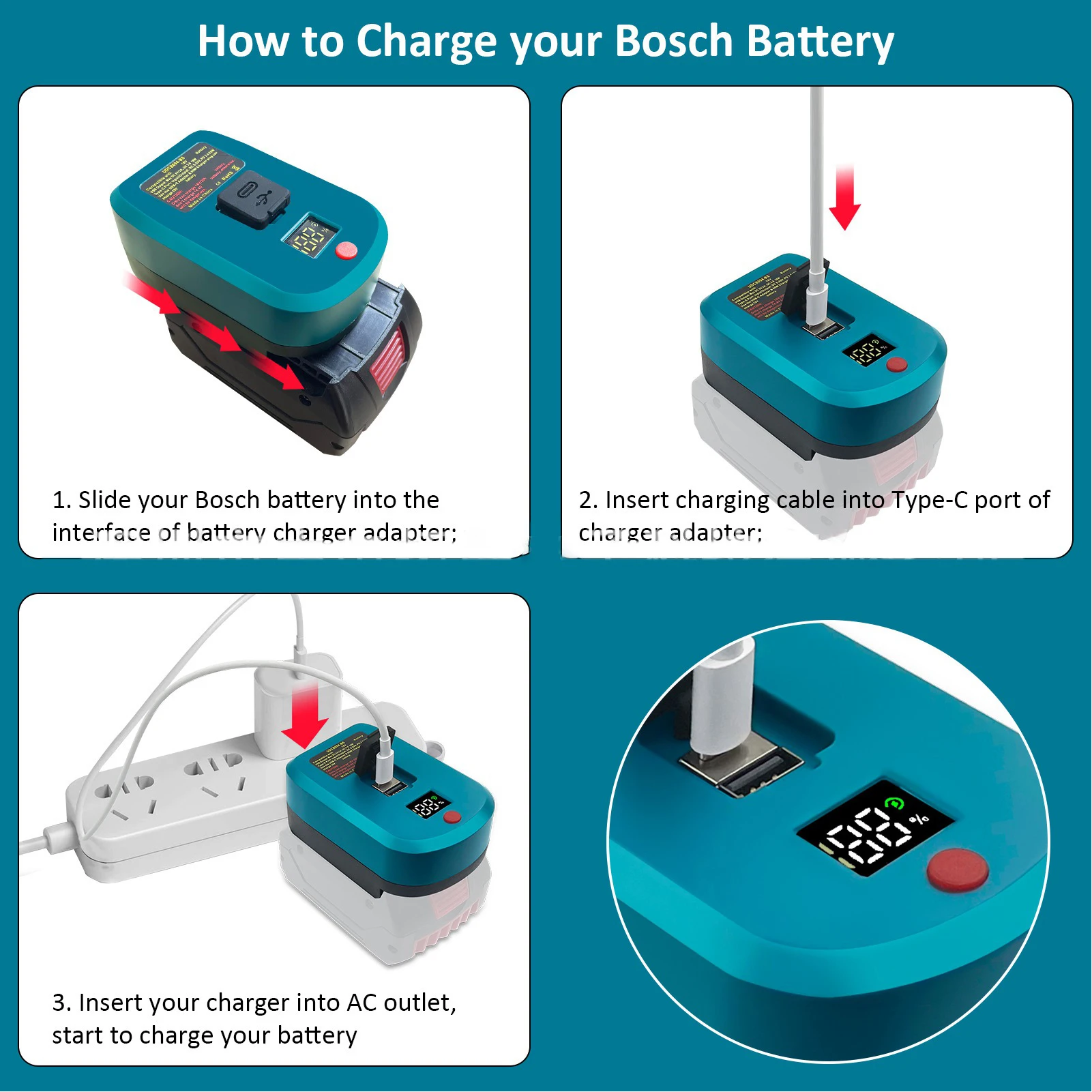 Battery Adapter Digital Display 18V Lithium Battery to USB Type C Output For BL1830 BL1850 BL1840 wall charger adapter power socket adapter power plug adapter phone charging adapter