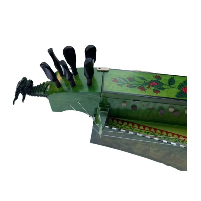 6 strings 24 keys green Hurdy Gurdy bird's eye wood inlay shell purfling ,carved scroll
