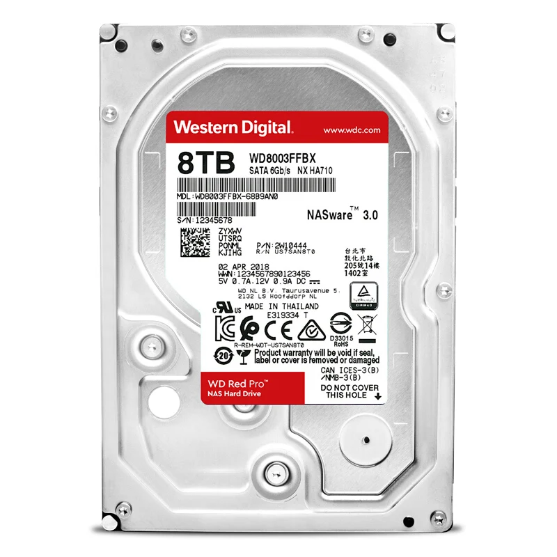 100% Original Western Digital WD Red Pro 8TB 3.5 HDD NAS Internal Hard Drive SATA 7200 rpm WD8003FFBX