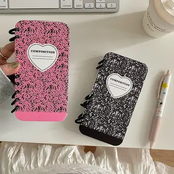 Splashing Ink Love Phone Case For iPhone 16 Pro 14 13 15 Pro Max Cover Funny Coil Notebook Shape Cases For Apple 14 11 12 Funda 1