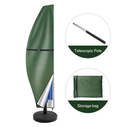 Waterproof Outdoor Patio Umbrella Cover with Zipper - Durable Protection - 205x25x57x48CM (Green)