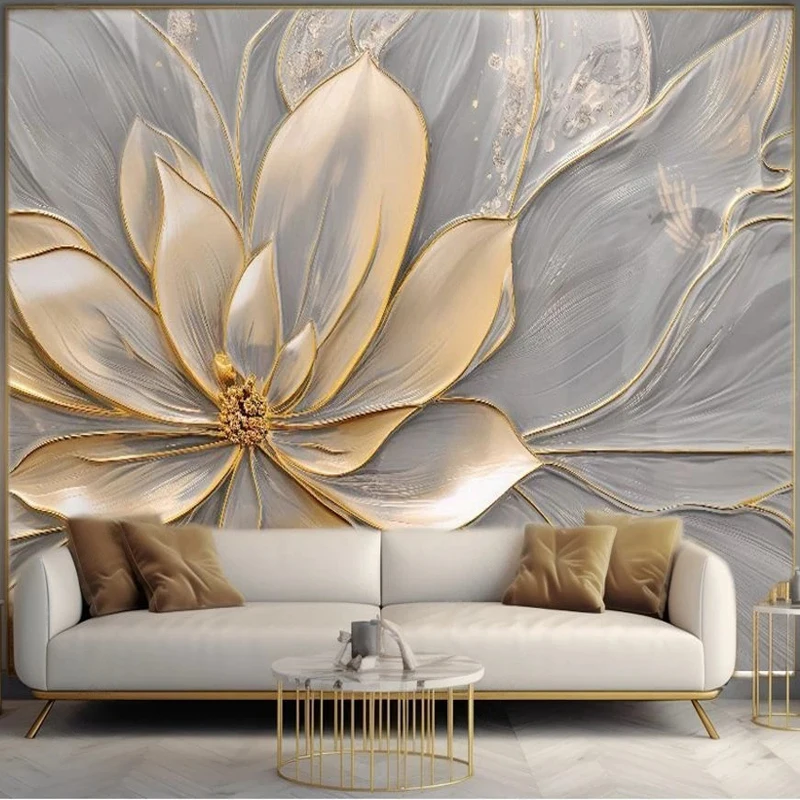 Personalizado Tamanho Grande Foto Papel de Parede 3d em Relevo Flores Parede Mural Papel Sala Sofá Backdrop Pintura Modern Art Home Decor