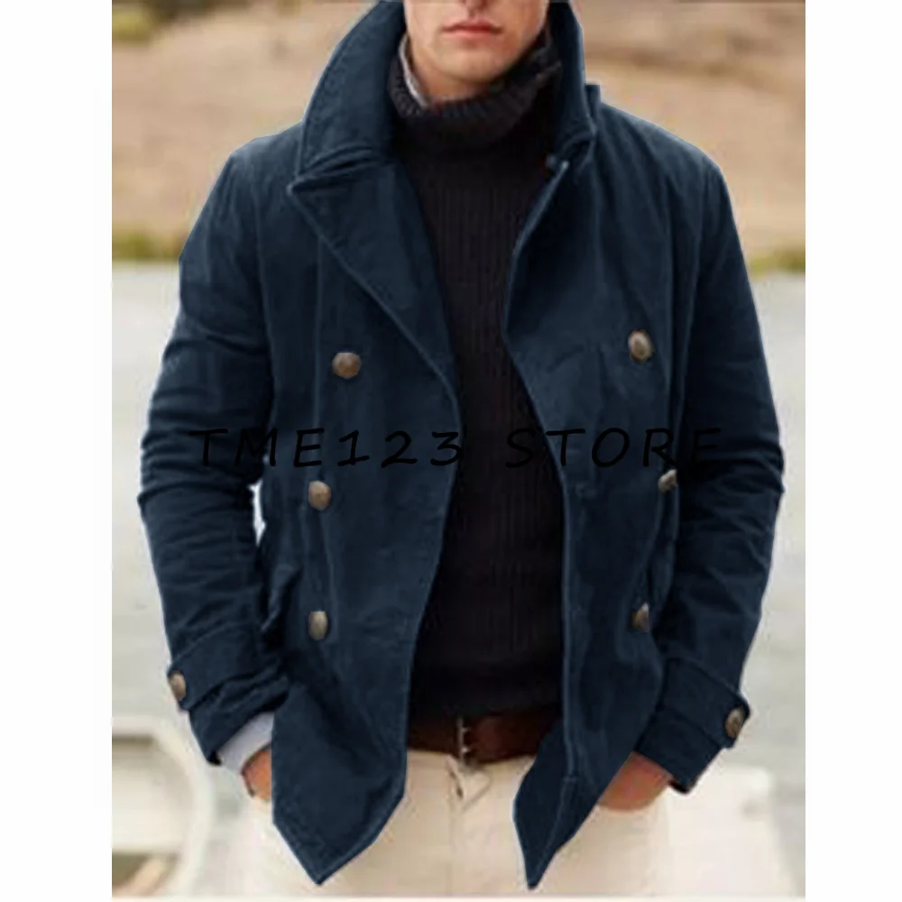 Мужской Блейзер, повседневная куртка, пальто для делового офиса, зимний теплый однобортный костюм с лацканами, одежда